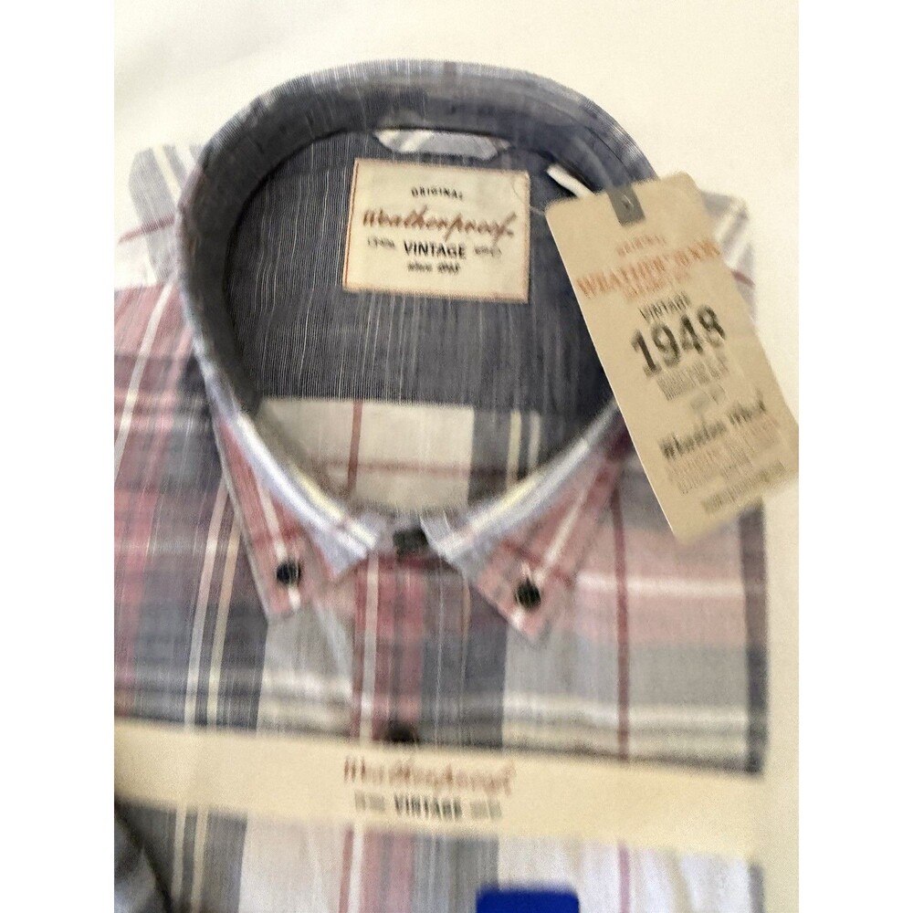 Original Weatherproof Vintage Men's Plaid Button Down Shirt Size L NWT Lot 2 SS - Picture 6 of 6